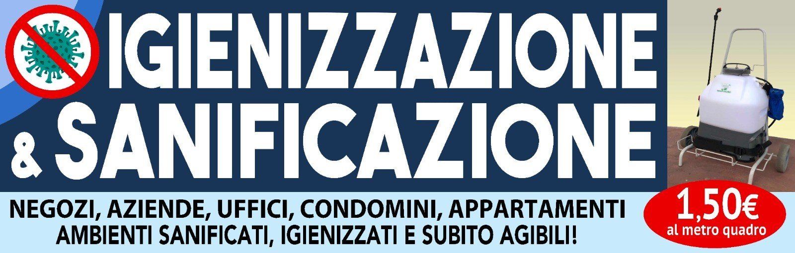 A sign that says igienizzazione and sanitizzazione on it