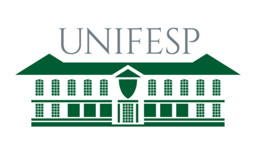 Logo for the Federal University of São Paulo (UNIFESP). Green building graphic under gray 