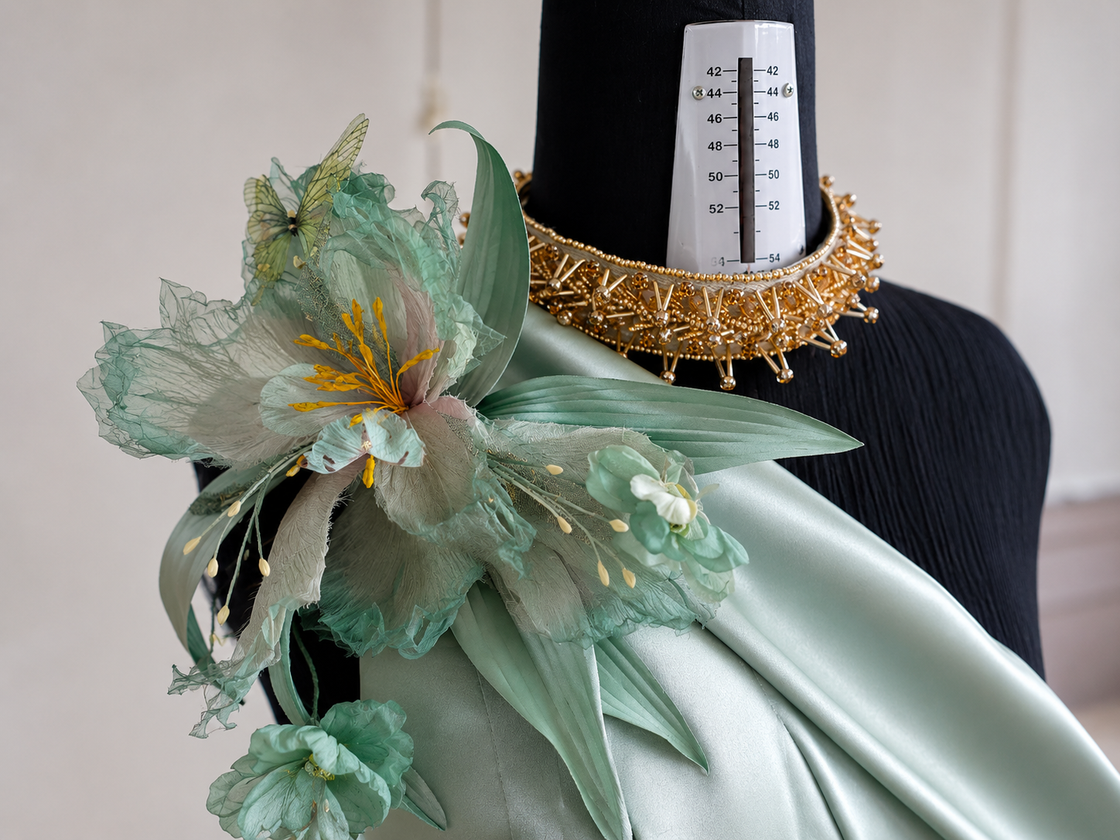 Campionario di tessuti pregiati in atelier