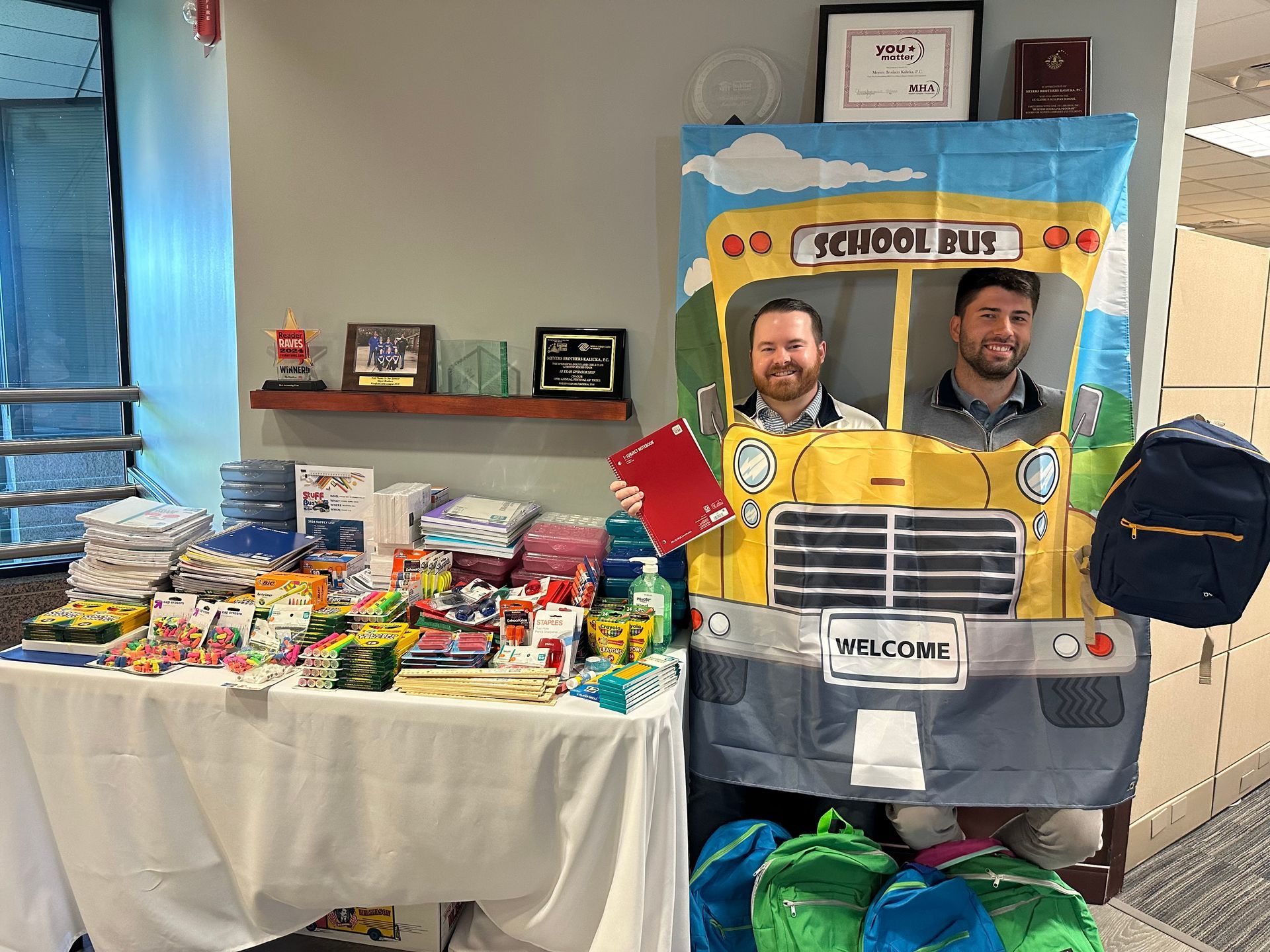 Stuffing the Bus with United Way of Pioneer Valley and team MBK