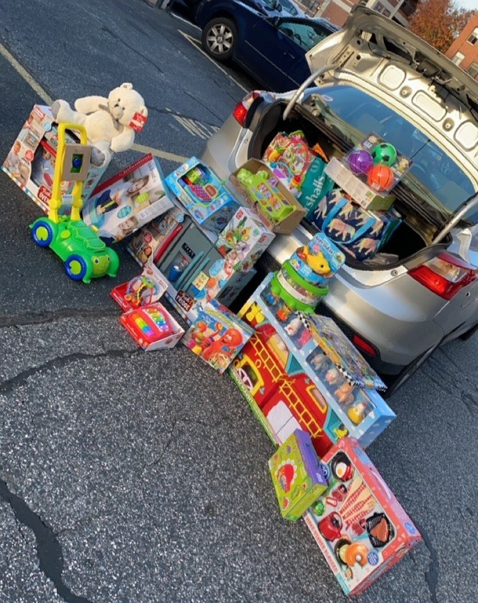 An image of some of the toys MBK donated to Square One for a toy drive
