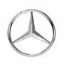 Mercedes-Benz three-pointed star logo in a silver circle on a white background