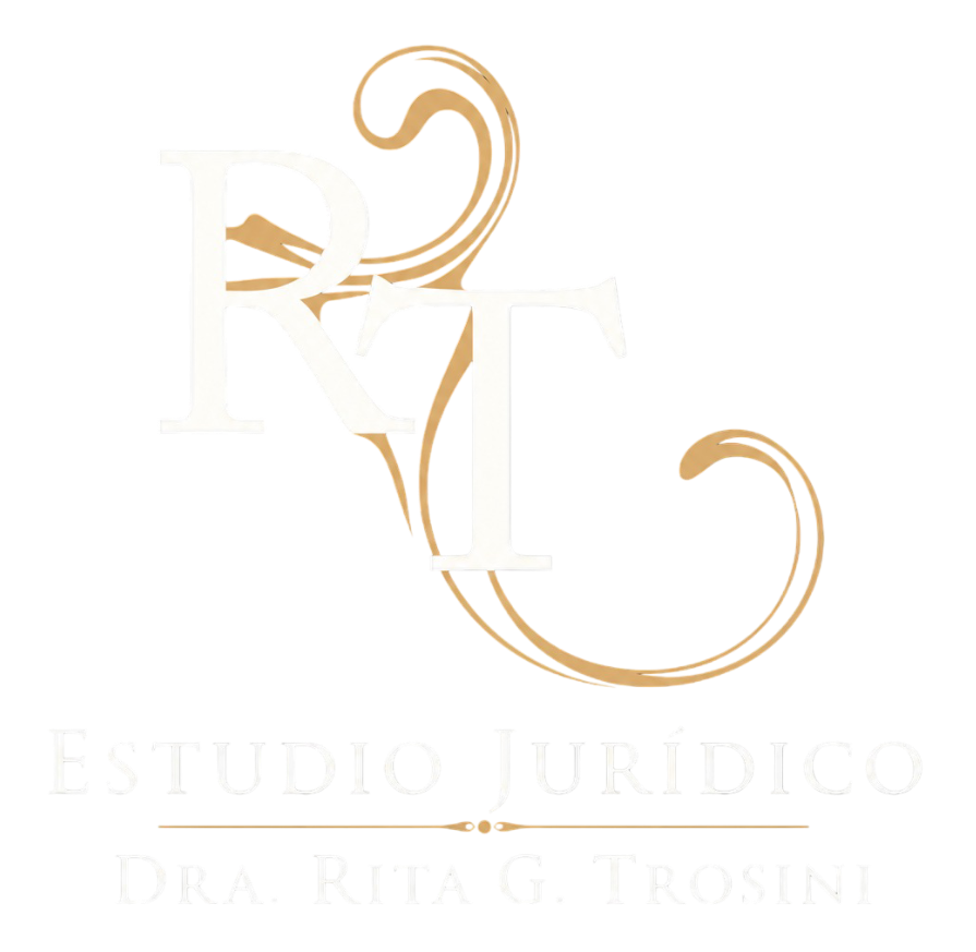 Logotipo monograma dorado para Estudio Jurídico Dora Rita Girosini sobre fondo blanco.
