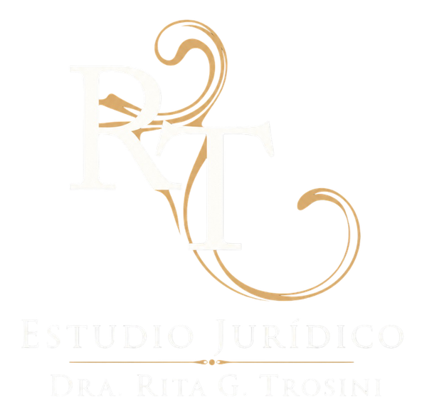 Logotipo monograma dorado para Estudio Jurídico Dora Rita Girosini sobre fondo blanco.