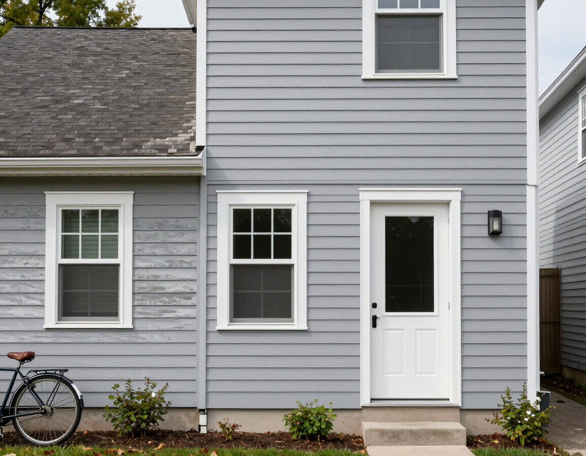 Before and after exterior siding upgrade with modern vinyl siding and fresh trim on a home facade.
