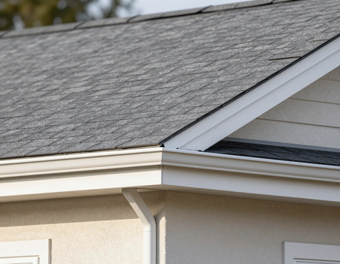 Close-up of high quality exterior construction details on a home.
