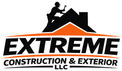 Logo for Extreme Construction & Exterior LLC, featuring a modern home exterior and roofline with a clean construction-style emblem.