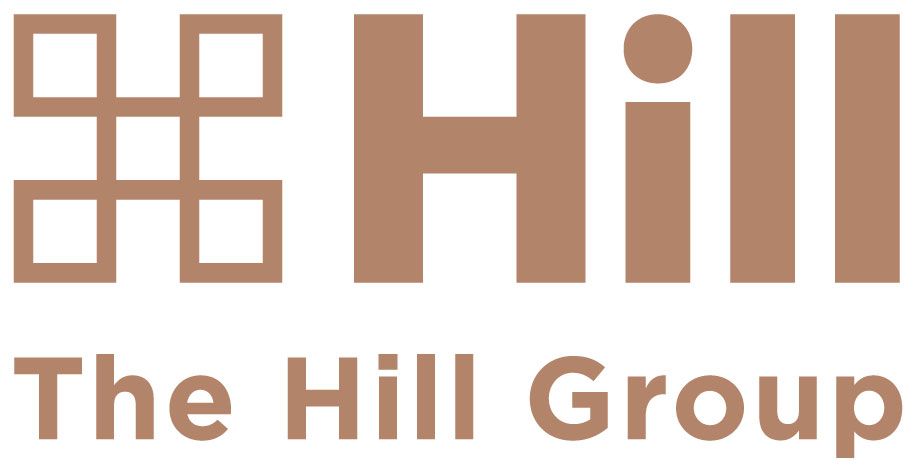 The Hill Group logo in tan, with a geometric icon and the text “Hill” and “The Hill Group”