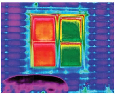 Love is Blinds St. Louis: A thermal image of a window on a building.