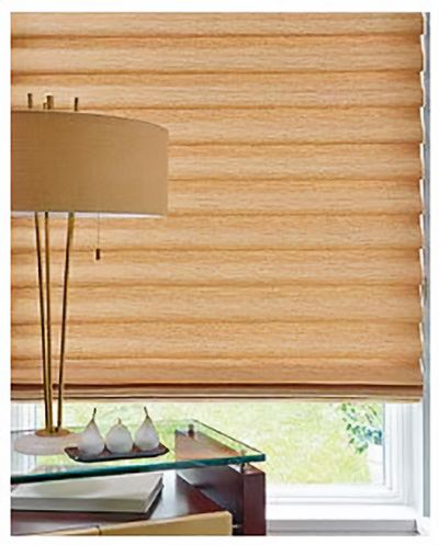 Love is Blinds St. Louis: A lamp is sitting on a table in front of a window with a wooden blind.