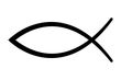 Christian fish symbol, black outline on white background.