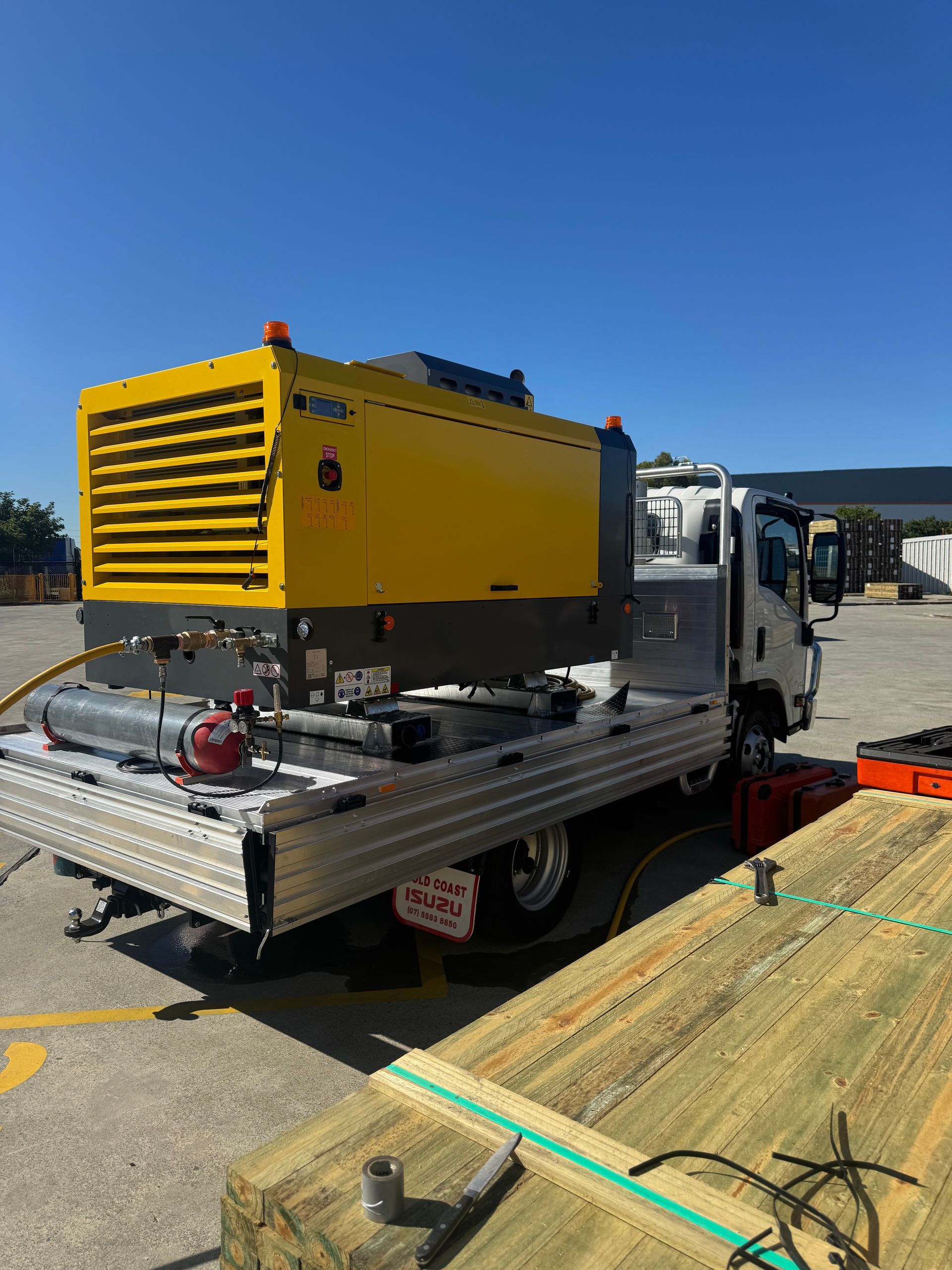 Yellow and Gray Industrial Machine Mounted — Commercial Leak Detection in Mudgeeraba, QLD