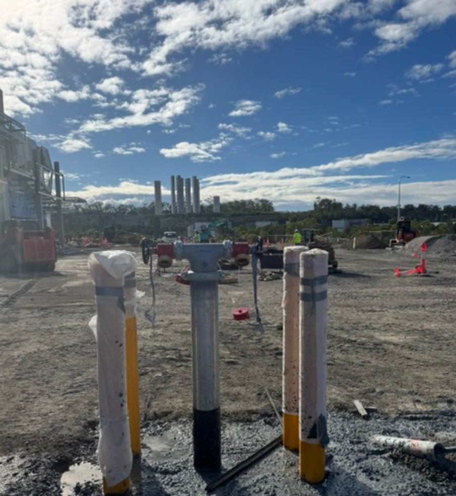 Fire Hydrant Standpipe Between Bollards On New Build Site &mdash; Commercial Leak Detection in Mudgeeraba, QLD