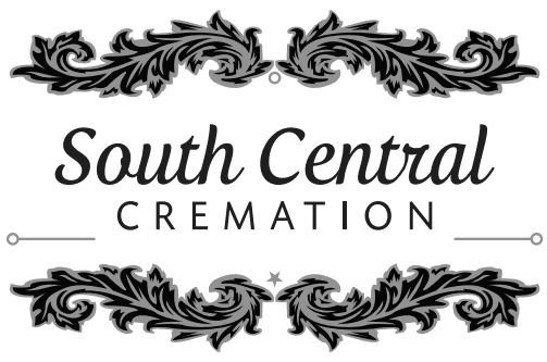 South Central Cremation logo with black floral flourishes on a white background
