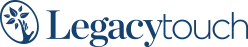 Legacy Touch logo with blue leaf emblem and wordmark on a white background