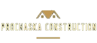 Prochaska Construction logo with gold house roof icon and text on white background