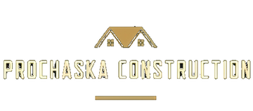 Prochaska Construction logo with gold house roof icon and text on white background