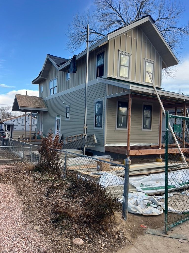 Angled exterior view of 1234 Jefferson Avenue during construction