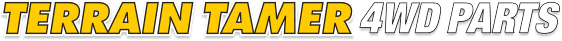 Terrain Tamer 4WD Parts logo in yellow and white on a gray background