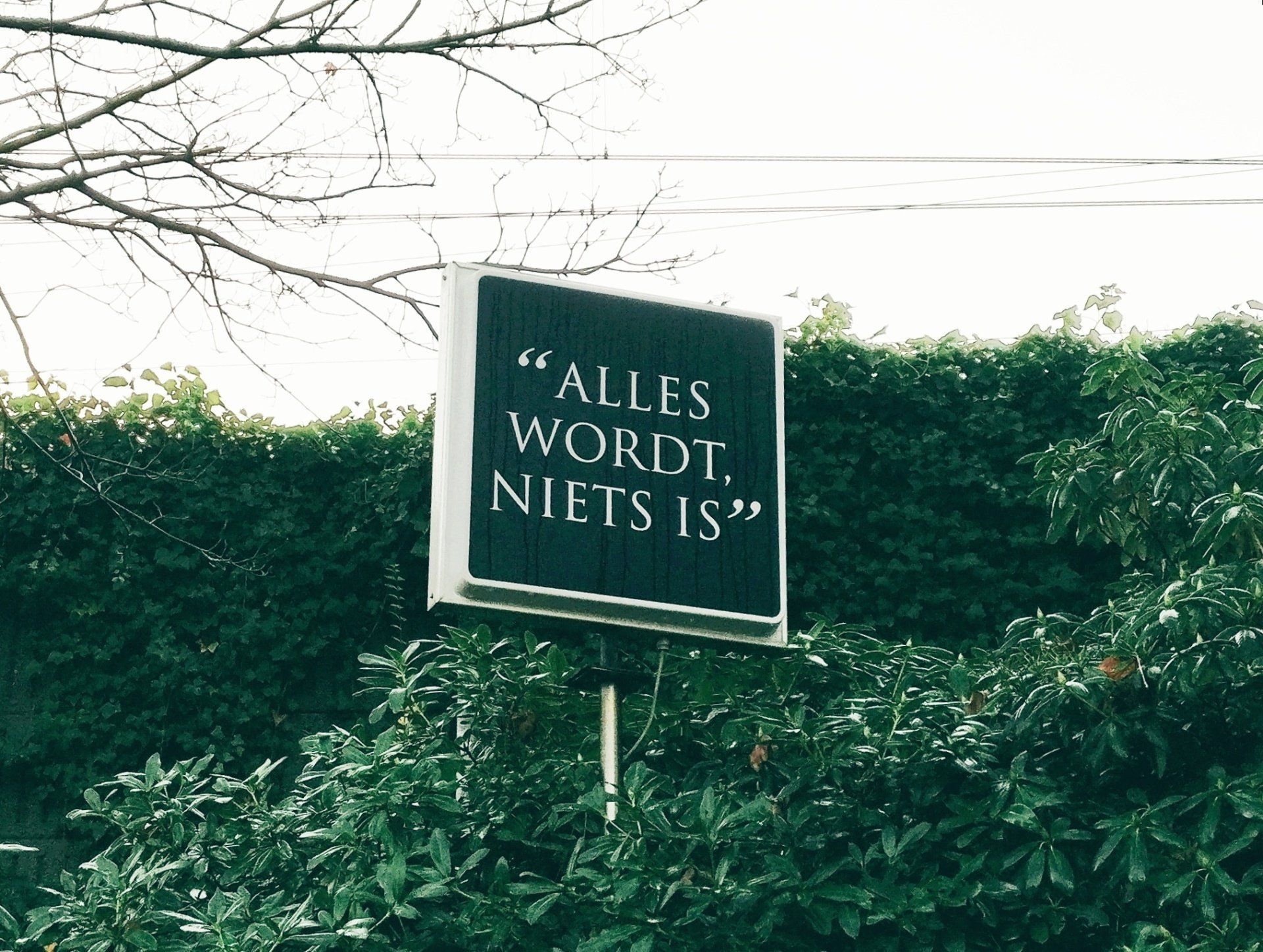 Bord met zwarte tekst op een donkere achtergrond: 