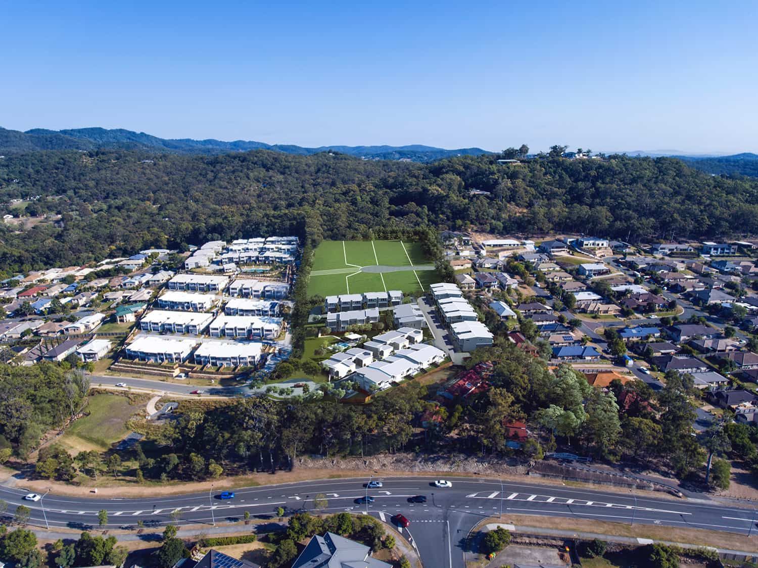 An Aerial View Of A Residential Area — Harrison Development Group In Surfers Paradise, QLD