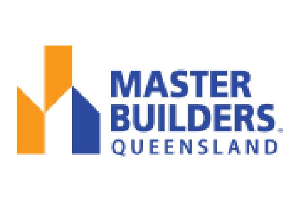 Master Builders Queensland logo with blue and orange building icon and text