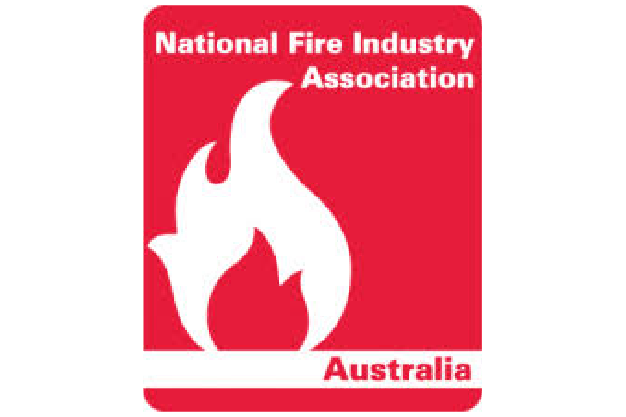 National Fire Industry Association Australia logo with white flame on red background