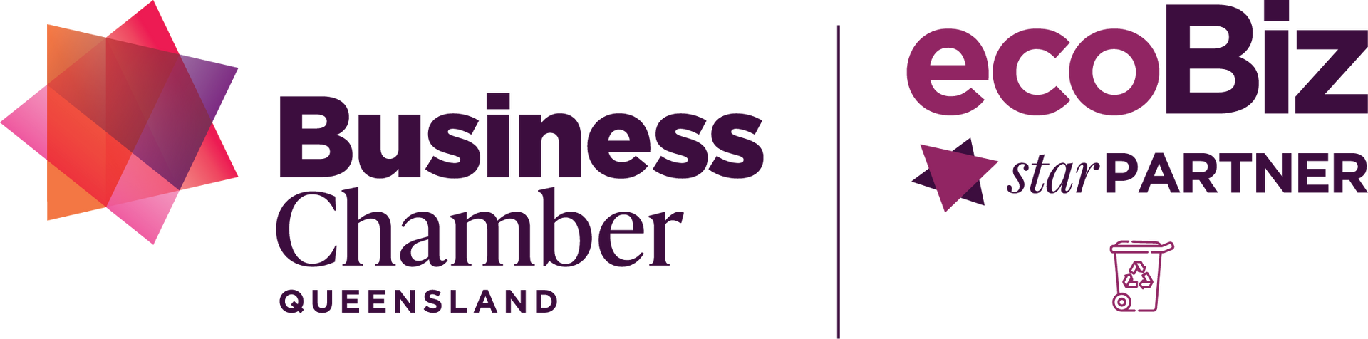 Business Chamber Queensland and ecoBiz star PARTNER logos on a white background