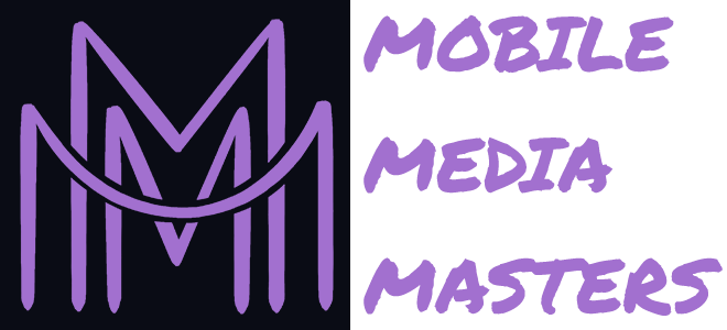 Logo with a purple stylized "M" on a black background next to the purple text "MOBILE MEDIA MASTERS" on a white background.
