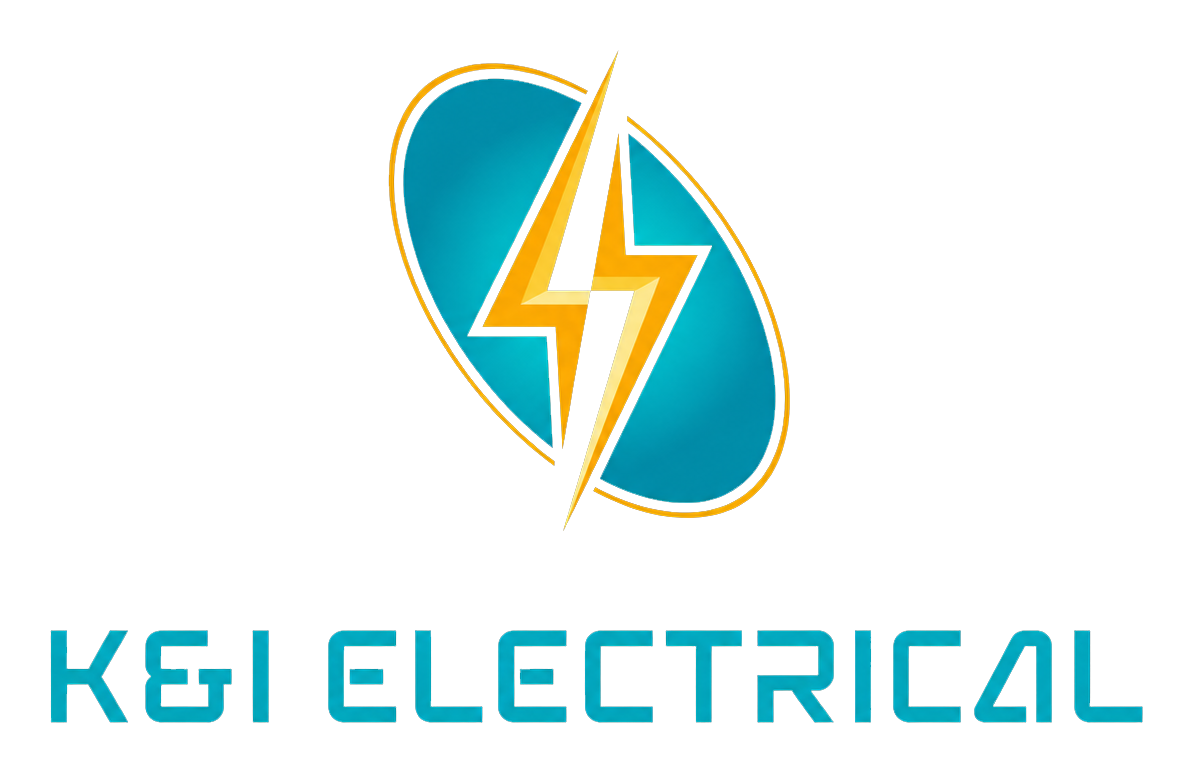 KGI Electrical logo with teal and orange lightning bolt icon and blue text on a white background