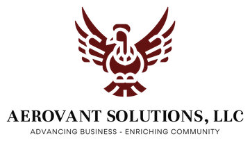 AEROVANT SOLUTIONS, LLC logo with maroon winged emblem and tagline “Advancing Business - Enriching Community”