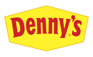 A yellow and red denny 's logo on a white background