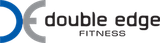 Double Edge Fitness logo with blue and gray stylized “D/E” and black text
