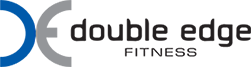 Double Edge Fitness logo with blue and gray stylized “D/E” and black text