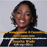 Woman smiling, business professional; text: 