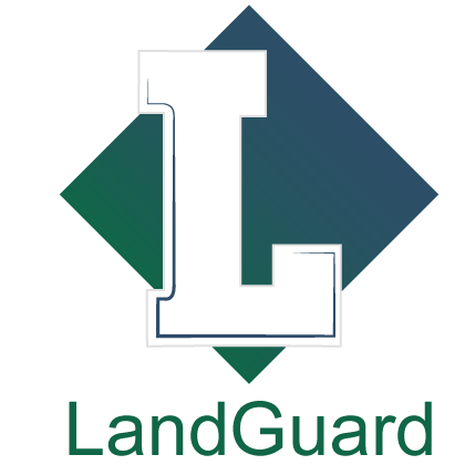 LandGuard logo: white “L” on green and blue diamond shapes with “LandGuard” text below