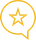 A yellow speech bubble with a star inside of it.