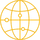 A globe with circles around it on a white background.