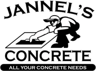 A black and white logo for jannel 's concrete all your concrete needs.
