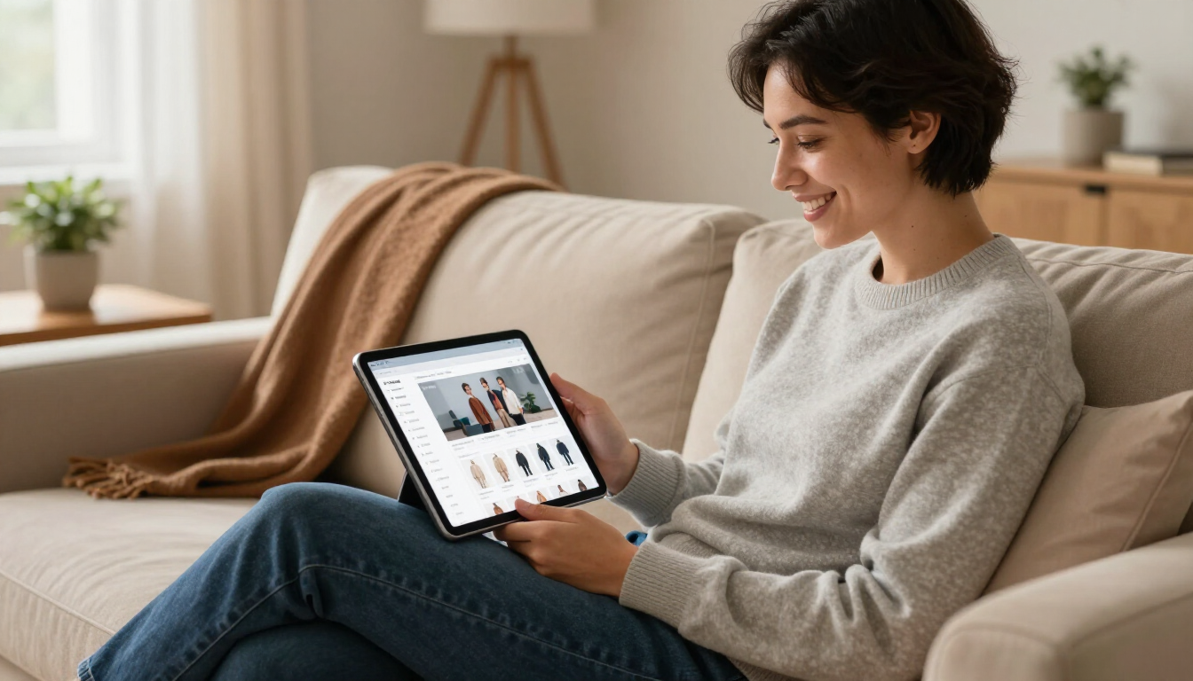 Shopper using tablet