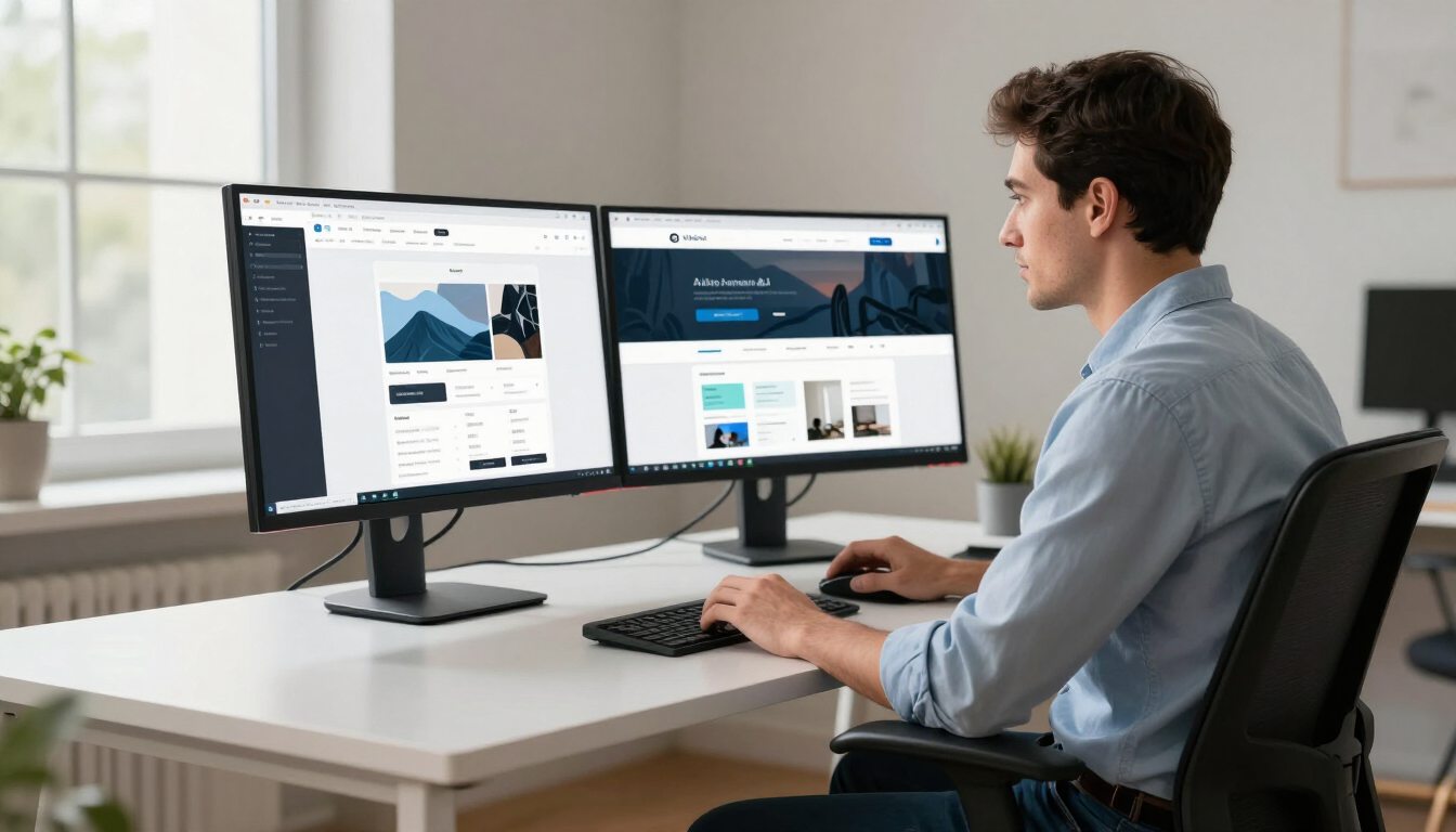 Developer reviewing an AI-built website and application
