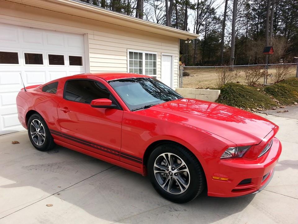 Red Car on Garage - Automobile Window Tinting in Knoxville, TN