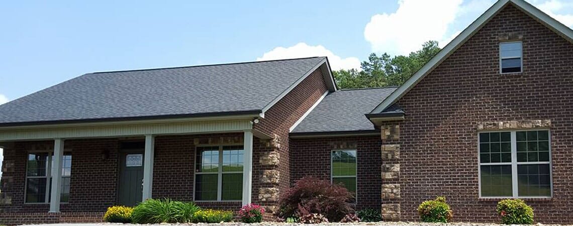 Residential exterior with tinted windows