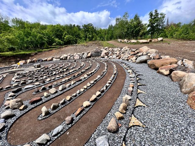 volunteers building a labyrinth