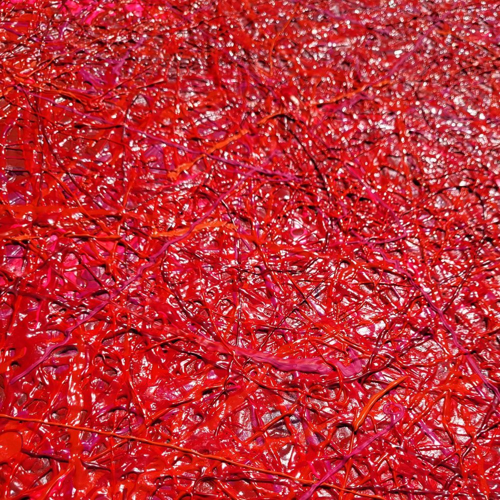 compositie rood 4 - detail van schilderij van Jo & Josie, verfding.nl