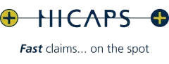 A logo for hicaps fast claims on the spot