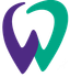 A purple and green tooth in the shape of a heart.
