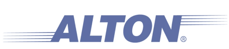 A blue alton logo on a white background