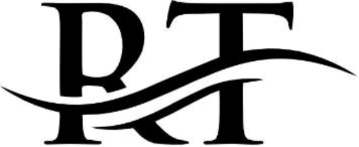 Un logotipo en blanco y negro para una empresa llamada rt.