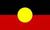A red , black and yellow flag with a yellow circle in the middle.